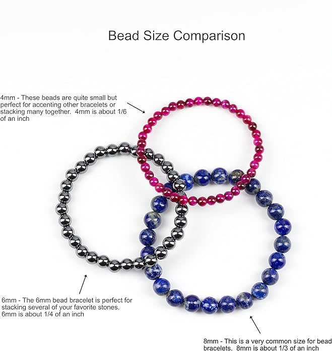 Cherry Tree Collection - Small, Medium, Large Sizes - Gemstone Beaded Bracelets For Women and Men - 4mm Round Beads