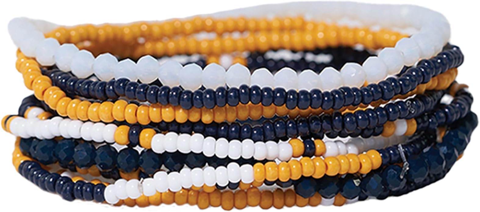 INK + ALLOY Game Day Bracelet Stacks, Beaded Bracelets for Football Gameday Outfits, Handmade Jewelry for College Students, Teachers, Football Moms, Set of 10