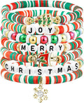 Friendship Beaded Bracelets for Women, Stackable Colorful Surfer Boho Clay Bead Stretch Bracelets
