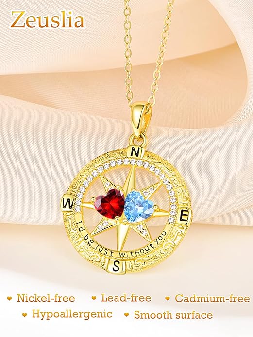 Valentine's Day Gifts for Wife 925 Sterling Silver Double Birthstone Pendant Necklaces I Love You for Always and Forever Necklace Anniversary Birthday Gifts for Wife Girlfriend Mom Her