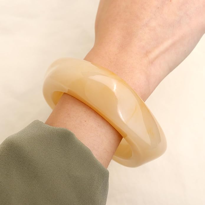 Chunky Resin Wide Bangle Bracelets for Women, Trendy Statement Minimalist Acrylic Bracelet Prom Holiday Jewelry Gift