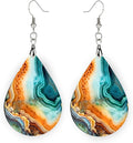 Teardrop Wood Earrings Light Weight Printed Image Dangle Jewelry, Fun and Funky