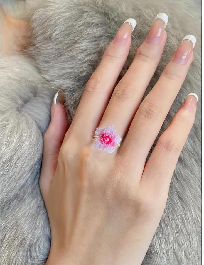 Wedding Band Promise Ring for Her Crochet Statement Cute Ring Size Adjustable Sturdy Unique Ring for Birthday Gift Valentine’s Day Gift