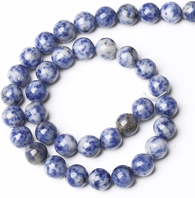 32PCS 12mm Natural Sodalite Beads Round Loose Stone Beads for Jewelry Making DIY Energy Stone Healing Power Bracelet 15"