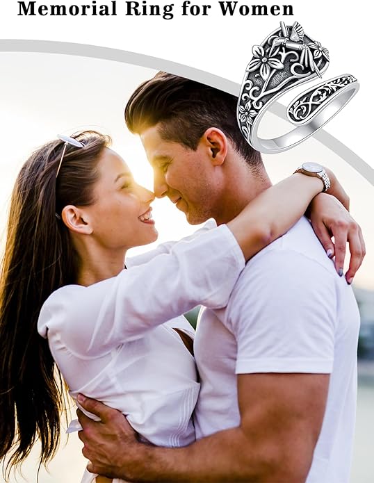 Midari Sun and Moon/Bee/Celtic/Life of Tree/Lotus Spoon Ring for Women 925 Sterling Silver Adjustable Ring Open Ring for Women Men Halloween Birthday Gift
