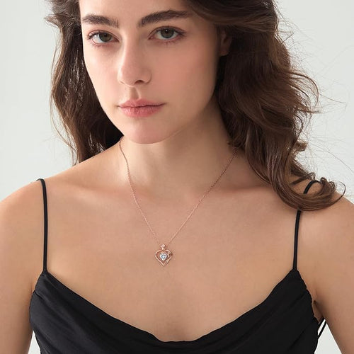 1.2CT Rose Heart Necklace Option of Moissanite or Lab-Grown Sapphire Ruby Emerald&More Necklace for Women Birthstone Girlfriend Necklace S925 Sterling Silver 18K White/Rose Gold Plated D Color VVS1 Gift for Wife Mother Daughter for Birthday Anniversary...