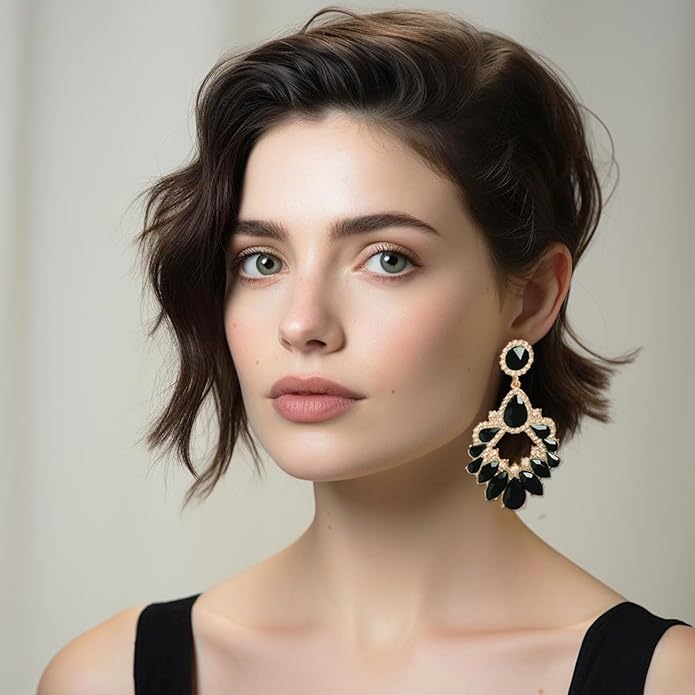 Fashion Rhinestone Statement Drop Dangle Earrings Large Colorful Crystal Chandelier Earrings for Women Bridal Wedding Party Prom
