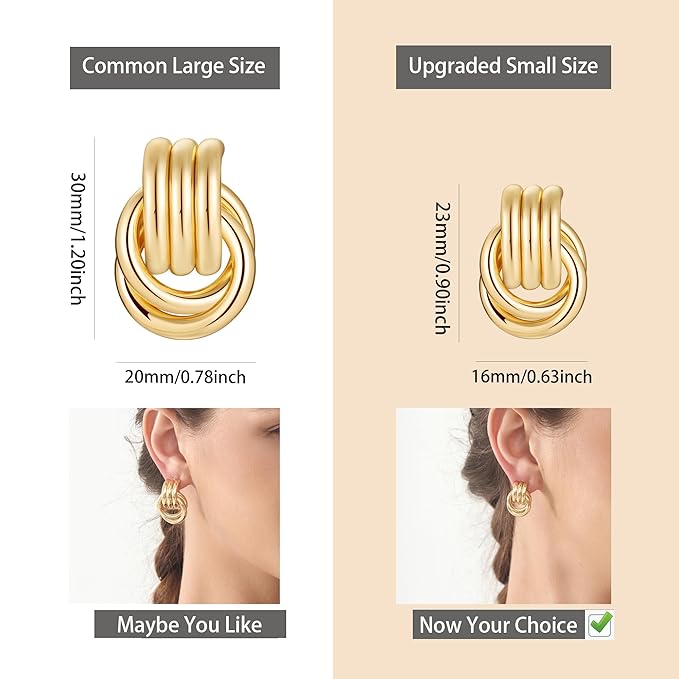 Knot Earrings for Women Chunky Statement Earrings Geometric Drop Dangle Trendy Studs Earring_M Size