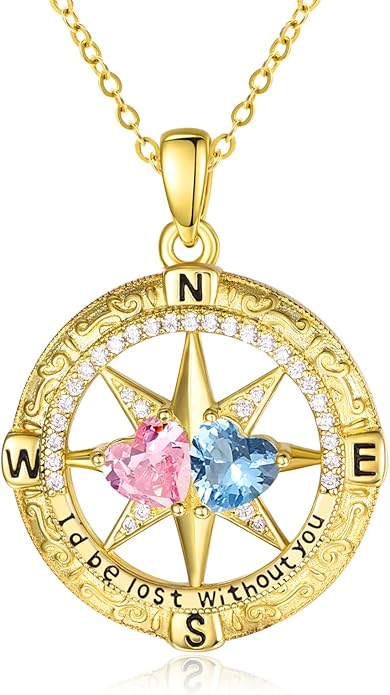 Valentine's Day Gifts for Wife 925 Sterling Silver Double Birthstone Pendant Necklaces I Love You for Always and Forever Necklace Anniversary Birthday Gifts for Wife Girlfriend Mom Her