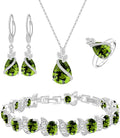 LMXXVJ Jewelry Set for Women,Teardrop Cubic Zirconia Necklace Earrings Adjustable Ring Bracelet Jewelry Set Formal Jewelry Gift