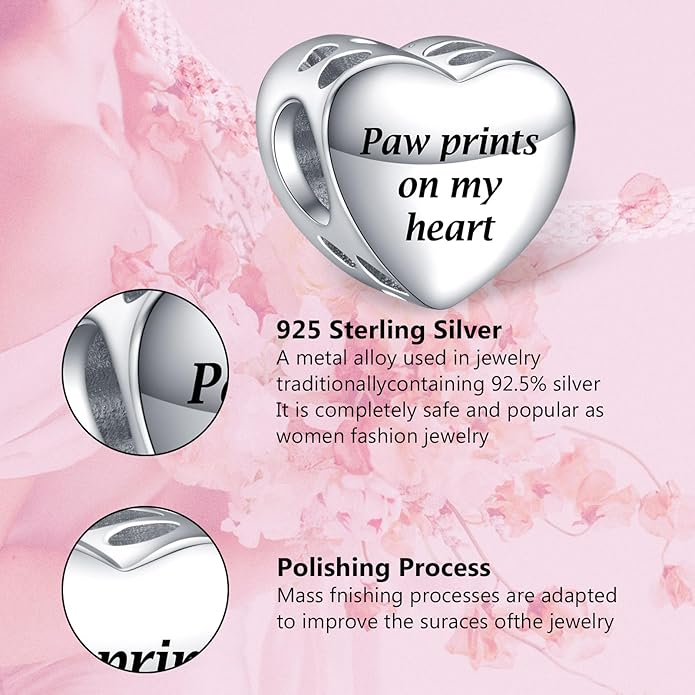 Annmors Personalized Photo Charms For Bracelets/Necklace 925 Sterling Silver Love Heart Shaped Engraved Customize Picture Gift for Birthday Mother's Day,Bead Charms Jewelry for Women