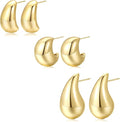 12 Pairs Chunky Gold Hoop Earrings for Women Trendy, Gold Plated Lightweight Hypoallergenic Stack, Thick Open Twisted Huggie Hoops Earring Set