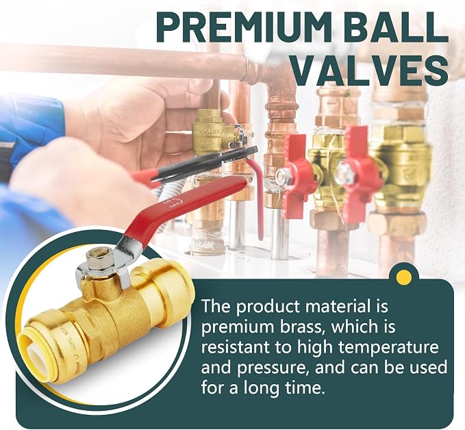 1-Pack Niikappu 1" Ball Valve, Push Fit Shut Off Valve Red | 1/4 Turn Brass - Image 4