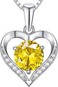 Heart Moissanite Birthstone Necklaces Anniversary/Birthday/Best Friend/Girlfriend/Wife Gifts for Her 925 Sterling Silver Pendant Necklace for Women