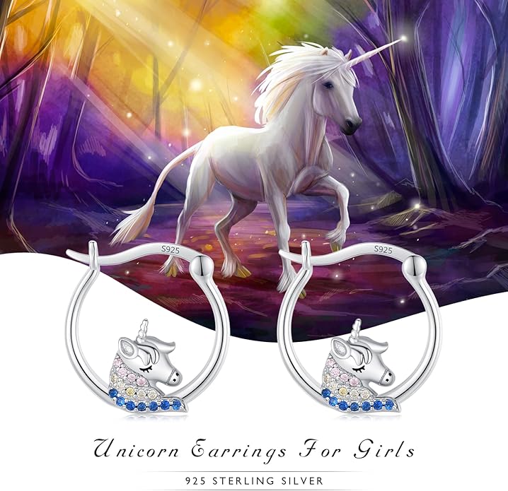 JUSTKIDSTOY Hypoallergenic Panda/Unicorn/Hummingbird/Dolphin Hoop Earrings for Women 925 Sterling Silver Animal Huggie Hoop Earrings Jewelry Gifts for Sensitive Ears