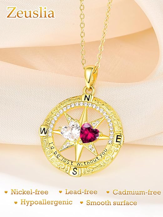 Valentine's Day Gifts for Wife 925 Sterling Silver Double Birthstone Pendant Necklaces I Love You for Always and Forever Necklace Anniversary Birthday Gifts for Wife Girlfriend Mom Her