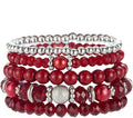 Noessla Beaded Pearl Stretch Bracelet Silver Stackable Crystal Beads Bracelets Trendy Costume Jewelry Mothers Day Gifts for Women