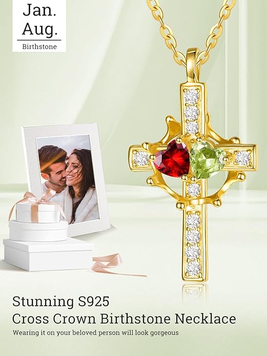 Valentine's Day Gifts for Wife 925 Sterling Silver Double Birthstone Pendant Necklaces I Love You for Always and Forever Necklace Anniversary Birthday Gifts for Wife Girlfriend Mom Her