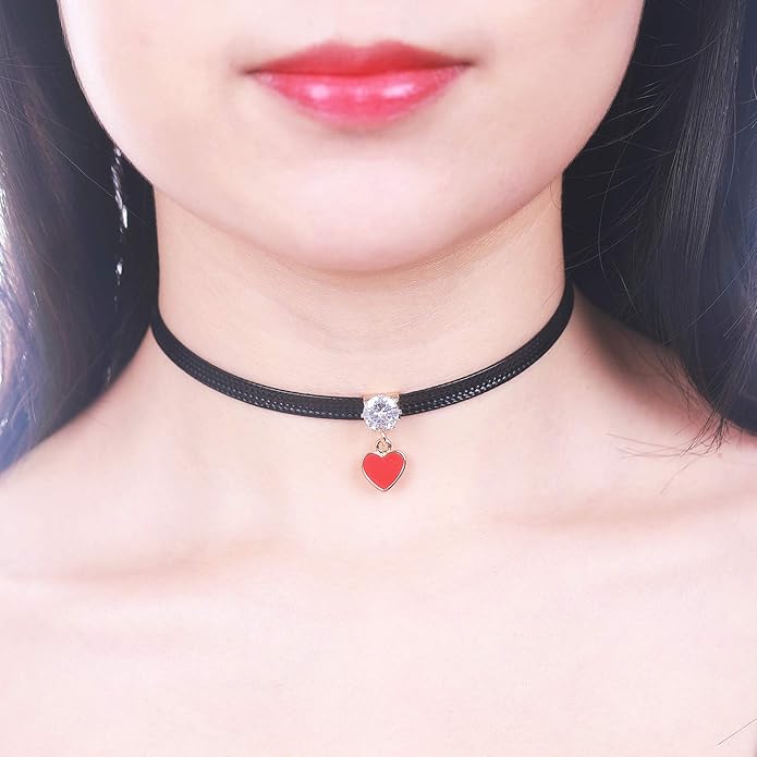 Yonhon Black Choker Necklace for Women,Gold/Siver Tone Choker Necklace with Elegant Pendantant