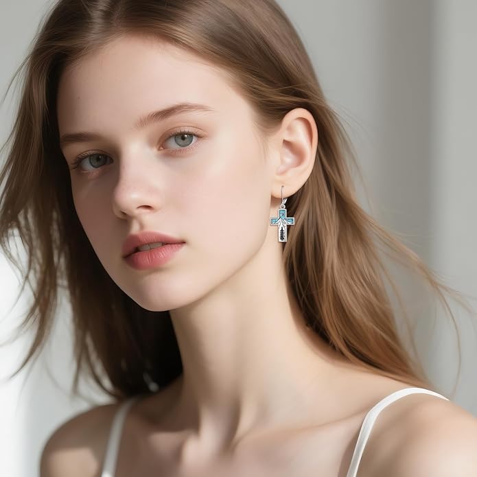 YFN Mountain Earrings 925 Sterling Silver Abalone Dangle Drop Mountain Jewelry Gift for Skiers, Hikers, Campers, Climbers and Nature Lovers