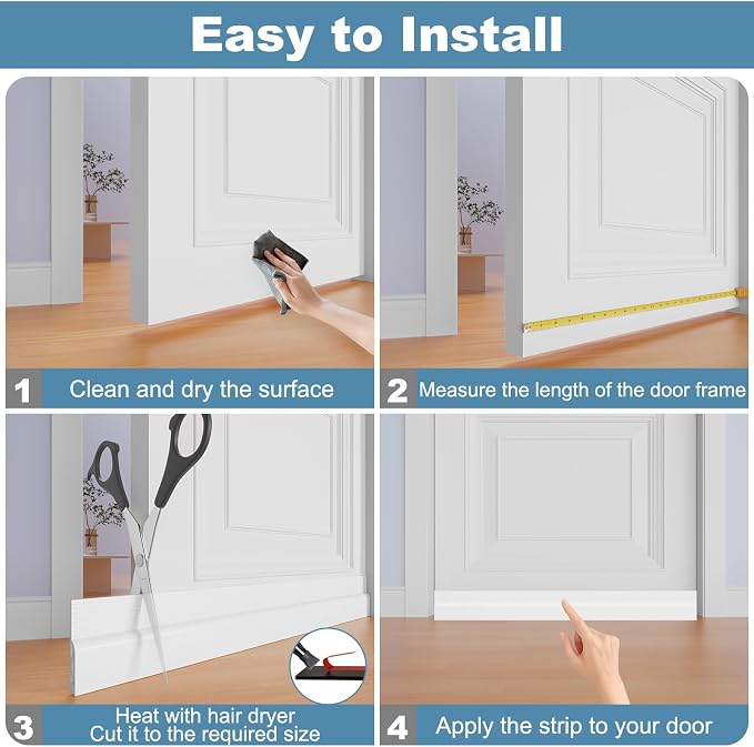 Door Draft Stopper, Door Sweep for Bottom of Door, Under Door Gap Filler for - Image 8