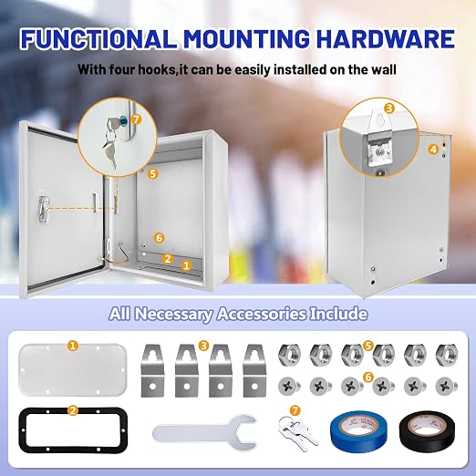 Electrical Junction Box 20x16x8, NEMA 4X IP66 Steel Enclosure Box | 1.5mm steel - Image 5