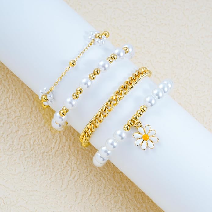 Heishi Beaded Stretch Bracelets for Women Stackable Polymer Clay Beads Bracelets Friendship Boho Summer Beach Bracelet Jewelry Set