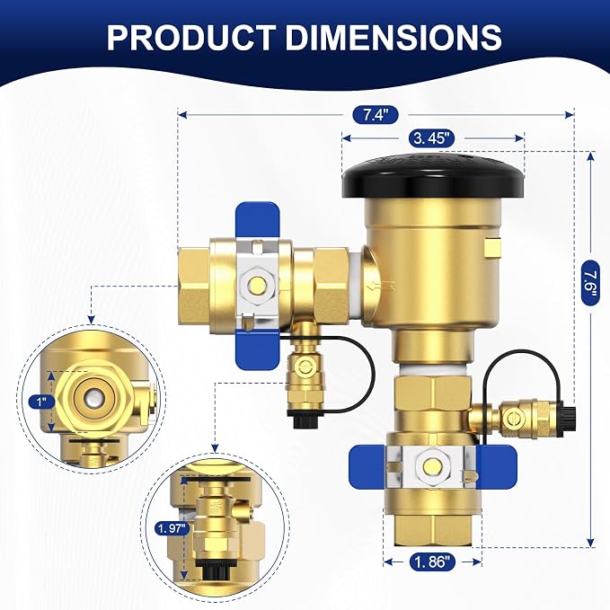 1 Inch Brass Backflow Preventer Valve, 400 PSI Pressure Vacuum Breaker | - Image 2