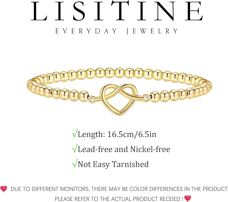 Gold Bracelets for Women 14K Gold Beaded Bracelets Stackable Bracelets for Women Gold Charm Bracelet Non Tarnish Gold Jewelry for Women Trendy