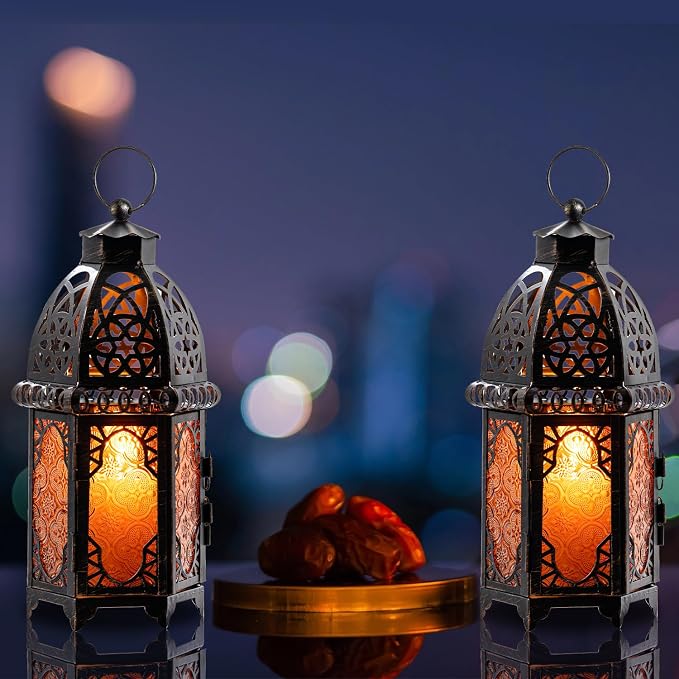 NEEDOMO Set of 2 Hanging Moroccan Lantern, 12.8'' Vintage Candle Holder - Image 6