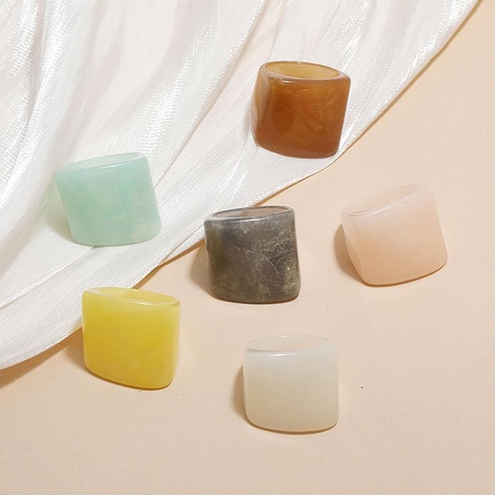 Multicolor Resin Chunky Rings for Women,Acrylic Plastic Rin Knuckle Finger Cute Trendy Aesthetic Y2k Statement Ring Vintage Simple Geometric Rings Jewelry