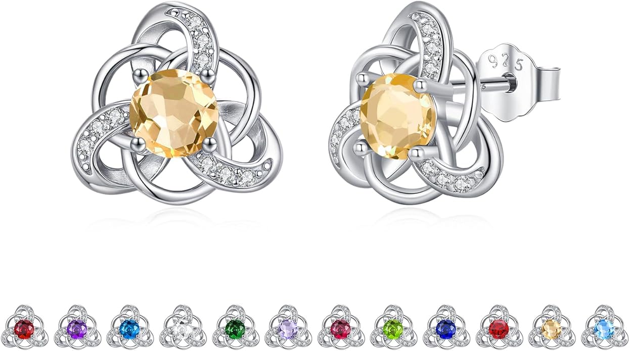 MEDWISE 925 Sterling Silver Birthstone Stud Earrings for Women Birthday Jewelry Gifts for Daughter Mother Women Valentines Day Gifts for Her
