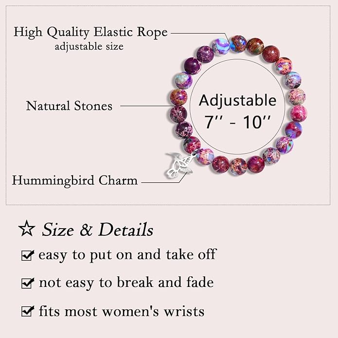 Leyung Hummingbird Gifts for Women, Inspirational Hummingbird Bracelet Jewelry Gifts, Christmas Birthday Retirement Gifts for Her Women Friends Sisters Mom