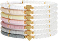 Heishi Beaded Stretch Bracelets for Women Stackable Polymer Clay Beads Bracelets Friendship Boho Summer Beach Bracelet Jewelry Set