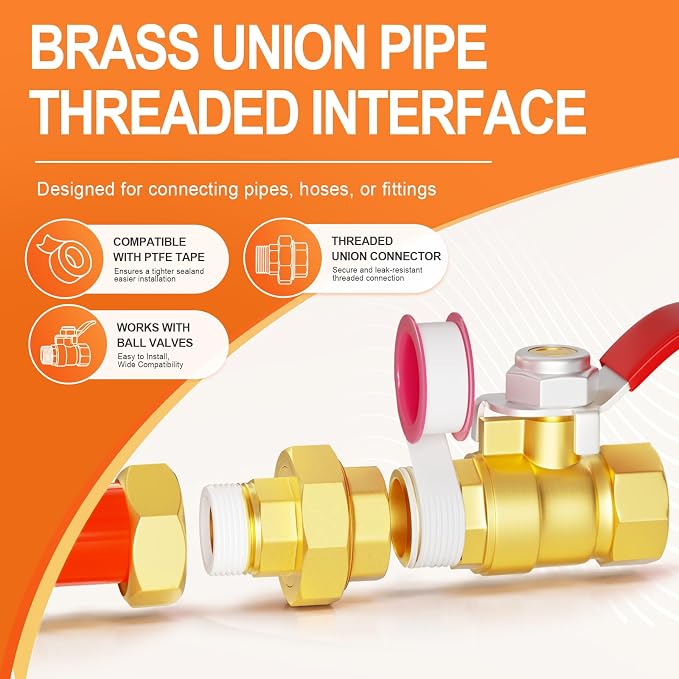 GASHER 1" NPT Brass Union Pipe Fitting | 1 Inch Male x 1 Inch Female Thread - Image 5