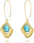 SOFYBJA Dainty 18K Gold Plated Disc Ball Triangle Sunburst Drop Earrings Long Dangle Lightweight Handmade Earrings Jewelry