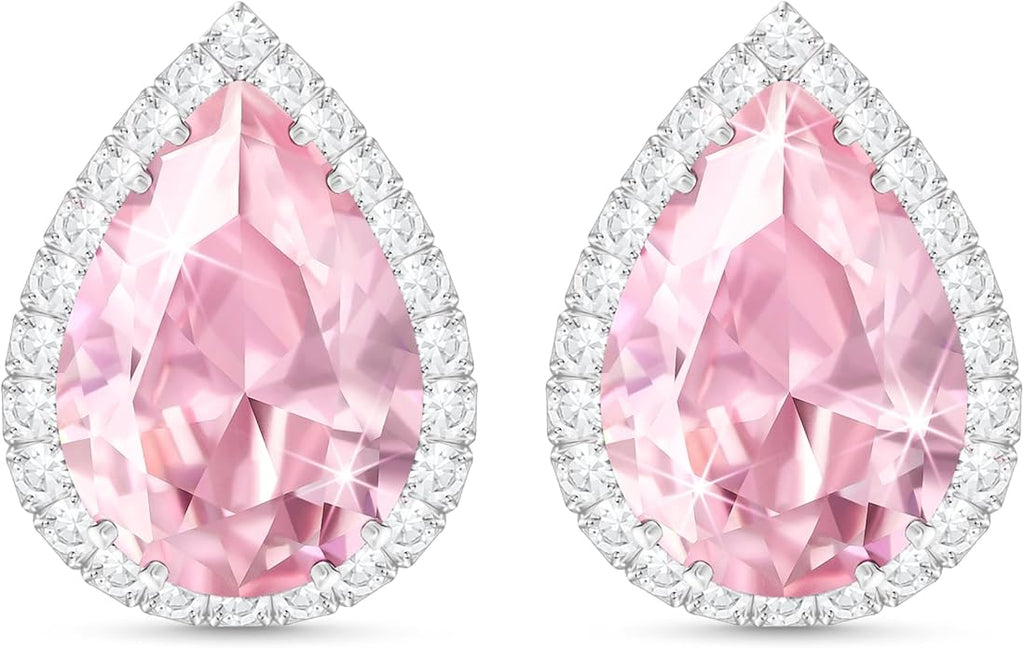 Linawe Women Stud Earrings, Teardrop Diamond Moissanite Cubic Zirconia Earrings Studs Rhinestone Jewelry Gold/Silver/Rose Gold