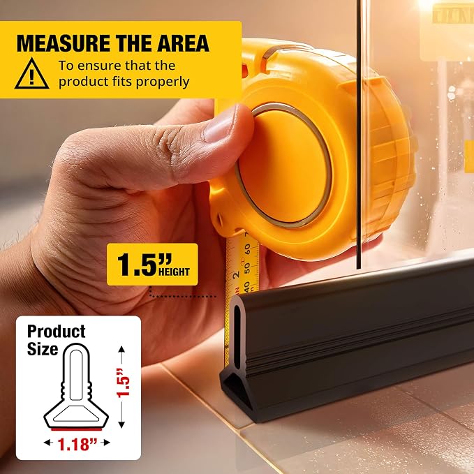 39" Black Shower Threshold Water Dam Barrier, 1.5" Tall Water Stopper Strip | - Image 2