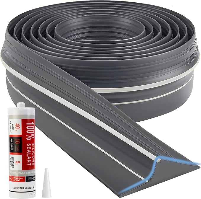 Jin&Bao Gray Garage Door Threshold Seal 16FT Rubber Strip & 1 Adhesive | by Jin%26Bao