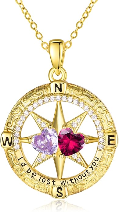 Valentine's Day Gifts for Wife 925 Sterling Silver Double Birthstone Pendant Necklaces I Love You for Always and Forever Necklace Anniversary Birthday Gifts for Wife Girlfriend Mom Her