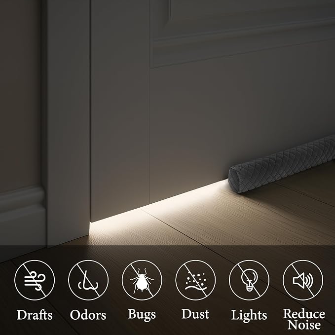 Ciieyuo Velvet Door Light Blocker, Adjustable 26–30 Inches | Door bottom seal - Image 4