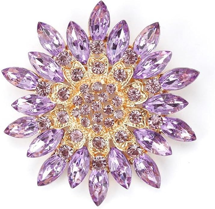 Wanheart Sunflower Brooch Pin Rhinestone Crystal Flower Jewelry Vintage Elegant Brooch for Women Dress Hat Bag Accessories