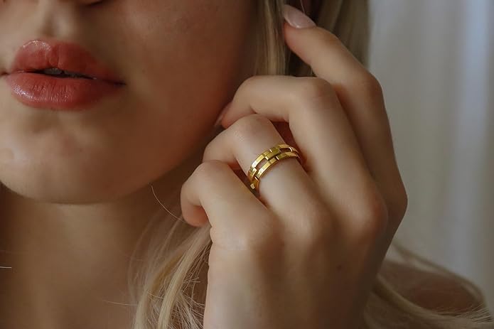 Elegant 18K Gold Plated Stainless Steel Ring – Fine Metal-Plated Jewelry with Durable, Scratch-Resistant Design for Daily Wear & Special Occasions