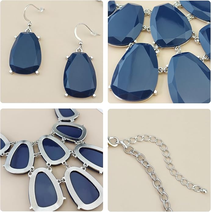 Firstmeet Chunky Bubble Statement Collar Necklace with Earrings for Women