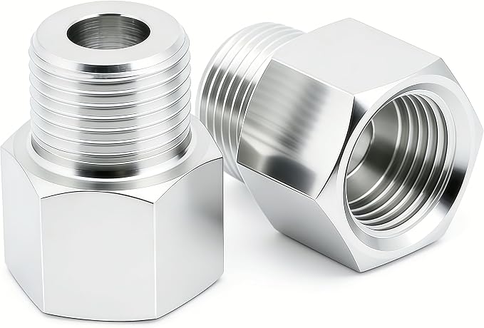 304 Stainless Steel M20*1.5 Female Thread x 1/2" NPT Male Adapter Metric - Image 2