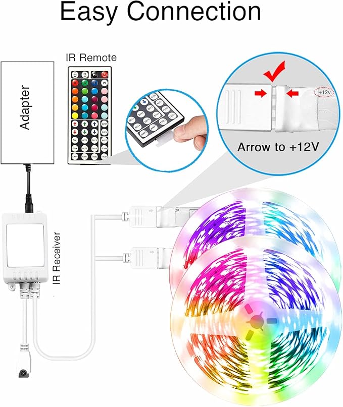 VOLIVO 100FT LED Strip Lights for Bedroom RGB Color Changing | 24-Key IR Remote - Image 8