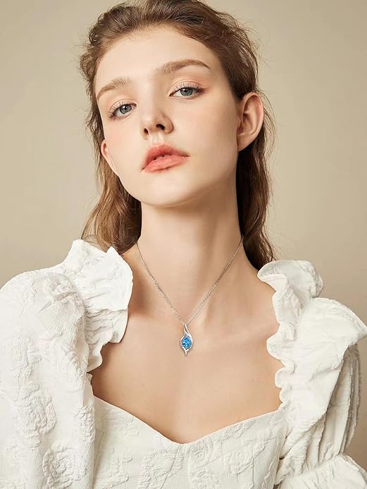 Birthstone Necklaces for Women Infinity Pendant S925 Sterling Silver Teardrop Pendant Necklace Anniversary Birthday Gifts for Women Wife Christmas Gifts for Her Mom Lady