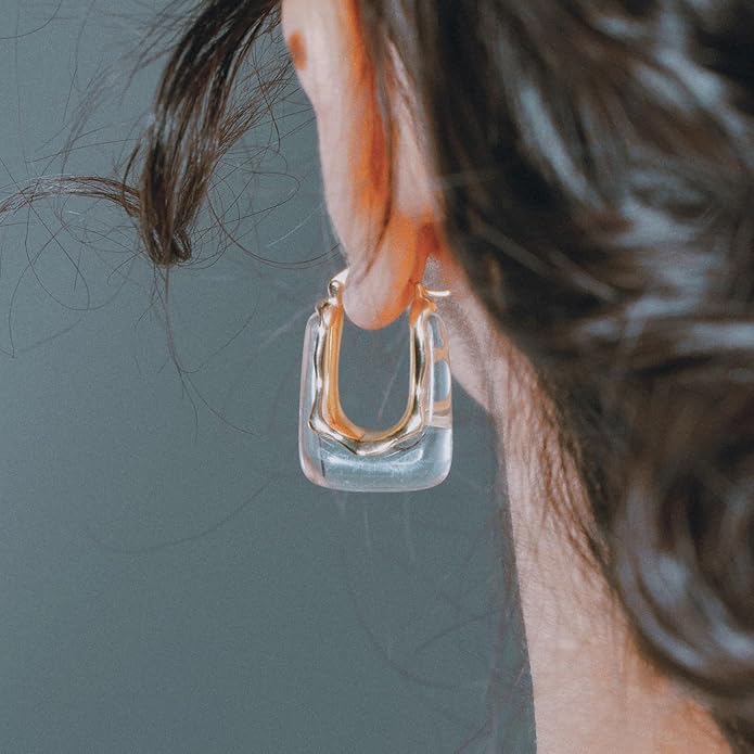 Acrylic Hoop Earrings Chunky Huggie Statement Vintage Earrings Cute Resin Drop Earring Trendy Jewelry Gifts for Women