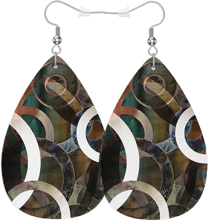 Leather Abstract Geometric Earring, Lightweight 925 Silver Plated Hook, Ideal for Women's Fashionable Daily Wear