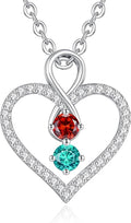 LOUISA SECRET Infinity Double Birthstone Necklace, 925 Sterling Silver Tiny Pendant Heart Necklace for Women Wife Her, Best Jewelry Gift Heart Jewelry Meaningful Gift for Valentine's Day, Christmas, Birthday Anniversary